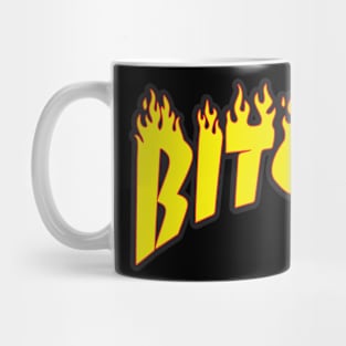 Bitcoin in Flames Cryptocurrency Mug